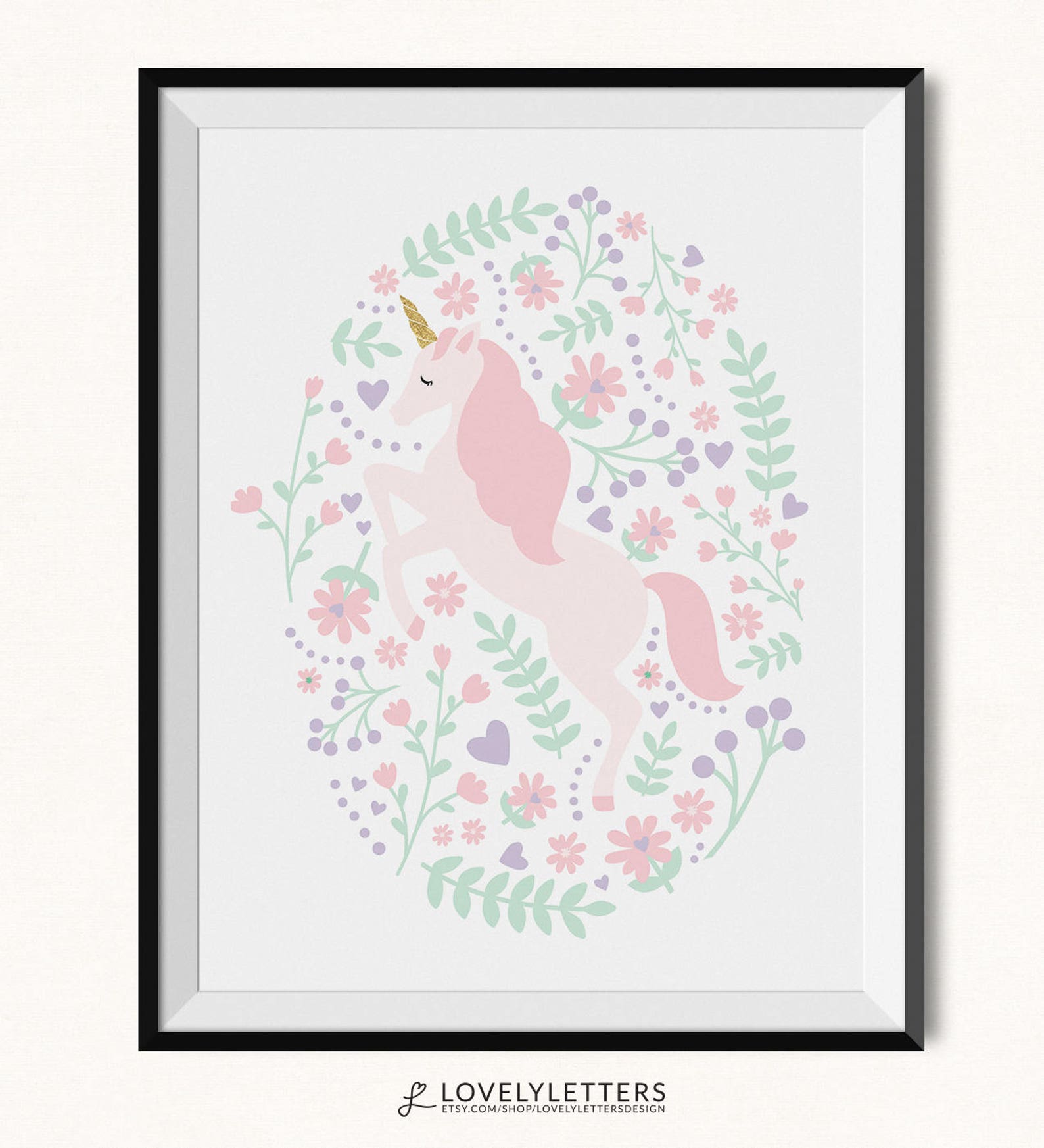 Floral Unicorn Print / Magical Print / Unicorn Printable / - Etsy