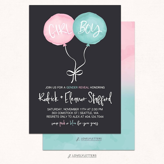Gender Reveal Invitation / DIGITAL / Girl or Boy Invitation / Blue or Pink Invitation / Gender Reveal Invitation / Balloon Gender Reveal Il_570xn