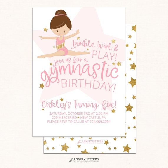 Gymnastics Birthday Invitation / DIGITAL / Gymnastics Invitation