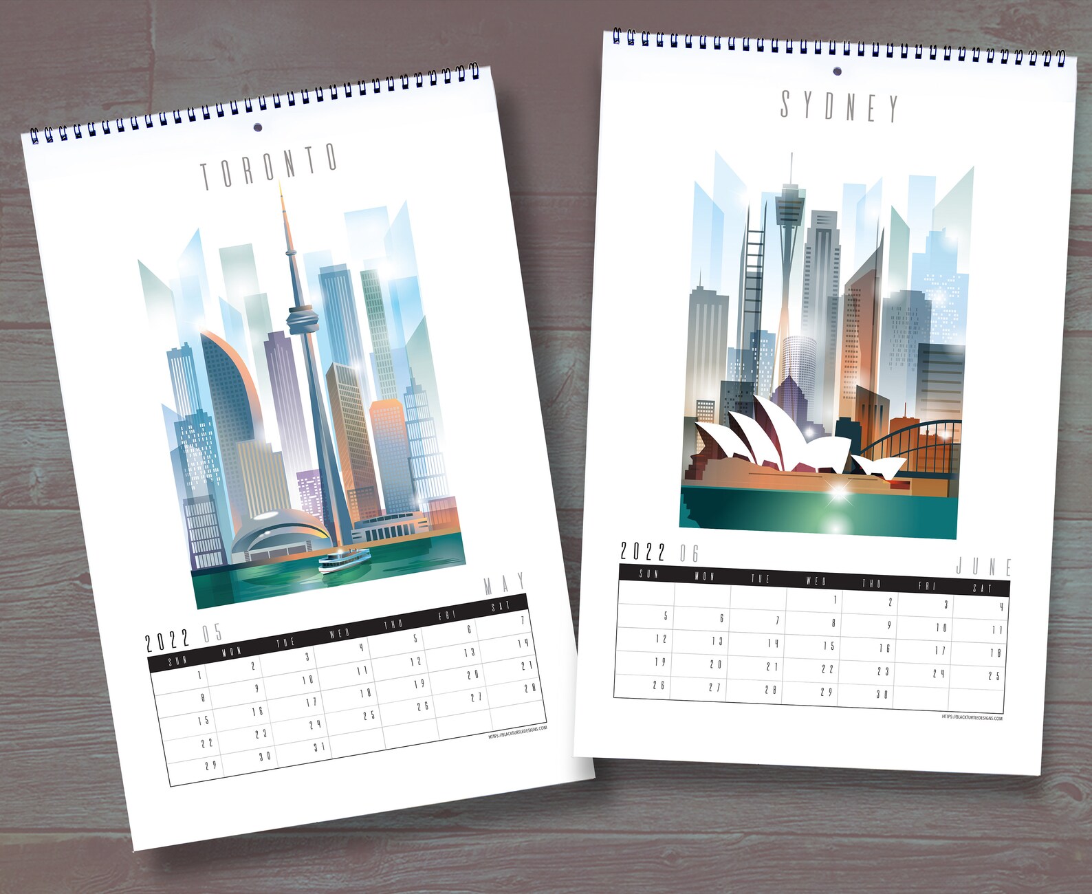 2022 City Skyline Calendar 2022 Calendar 2022 Monthly Etsy