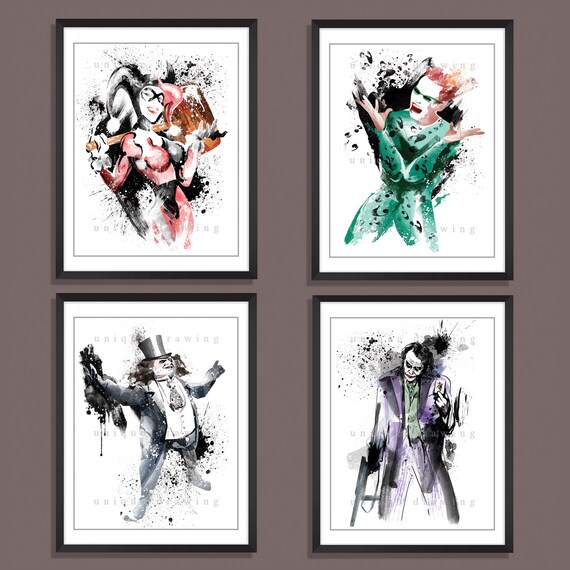 Batman Poster Batman Print Batman Characters Superhero Etsy
