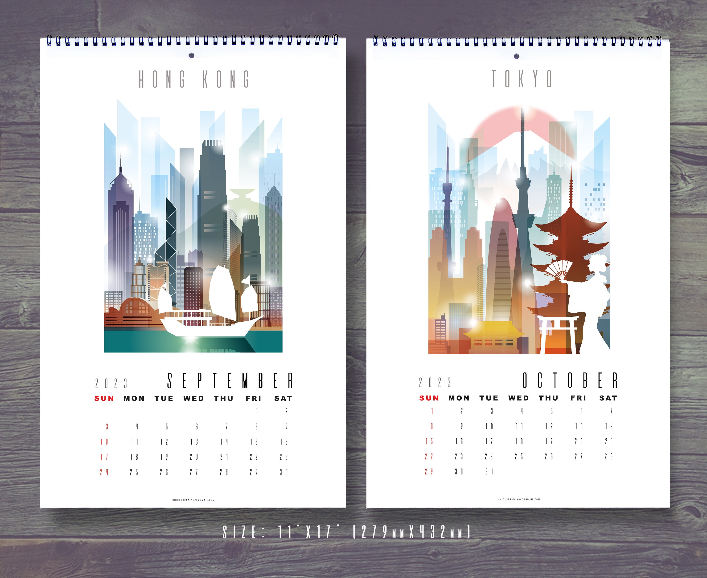 2023 City Skyline Calendar 2023 Calendar 2023 Monthly Etsy UK