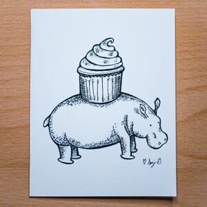 Cupcake Hippo Card