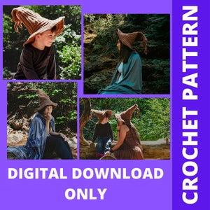 Woodland Witch Wizard Hat Crochet Pattern Digital Download