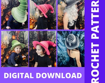 Whimsical Witch Hat Crochet Patter - DIGITAL DOWNLOAD