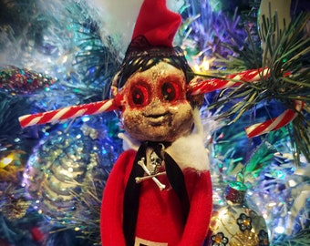 Horror Elf Doll Creepy Decor / Christmas Elf Horror Doll / Gothic Christmas Goth Doll