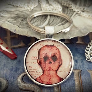 Gothic Doll Keyring Creepy Jewellery / Goth keychain Gift