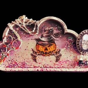 Creepy Pumpkin Trinket Tray / Gothic Halloween Jewellery Ring Dish / Goth Decor Gothic Gift