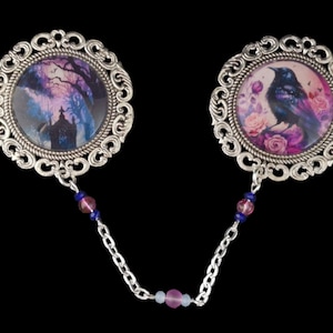 Gothic Raven Graveyard Double Brooch / Creepy Jewellery / Goth Gift