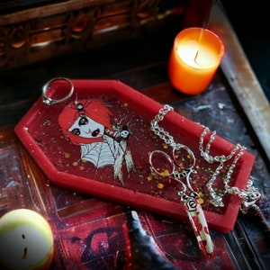 Creepy Coffin Jewellery Tray / Goth Ring Dish / Halloween Trinket Tray Gothic Decor Gift
