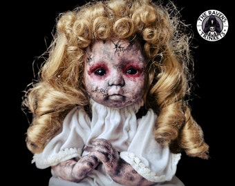 Creepy Doll Horror Decor / Goth Doll / Halloween Prop / Gothic Gift / Horror Doll