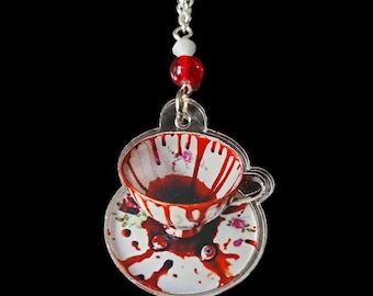 Collar de copa de sangre, joyería gótica de terror y vampiro