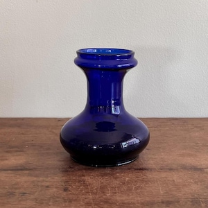 Free Blown Bulb Forcing Vase, Blue Lead Glass With A Ground And Polished Pontiled Foot, Third Quarter 19th Century