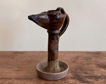 Early Saucer Base Pottery Oil Lamp, Likely Persian