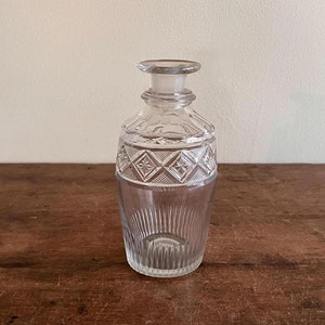 Blown And Cut Barrel Form Cruet Or Small Decanter, Colorless Lead Glass, English, Early 19th Century