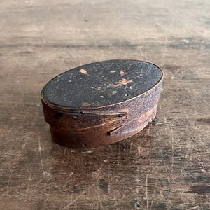 Small Oval Bentwood Pantry Box, Original Painted Surface, American, Mid 19th Century