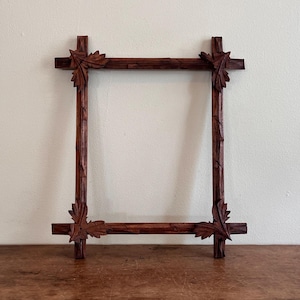 Carved Walnut Criss Cross Picture Frame, Late 19th Century