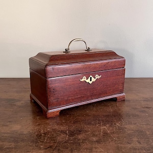 Tea Caddy, Mahogany With Bracket Feet And Original Brasses, English, Late 18th Century