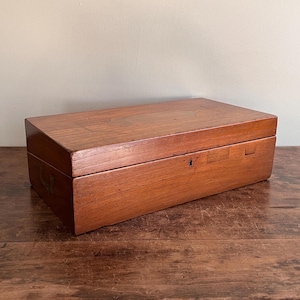 Campaign Writing Slope With Inset Brass Handles, Inlaid Camphorwood, British Colonial, 19th Century