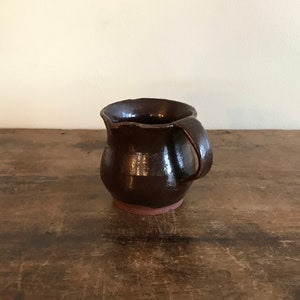 Small Side Handle Redware Jug Or Measure, 19th Century