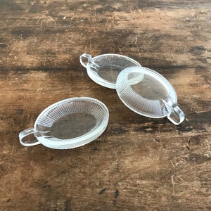 Three Handled Salts, Ground And Polished Bases With Ray Cut Sides, Colorless Lead Glass, 19th Century