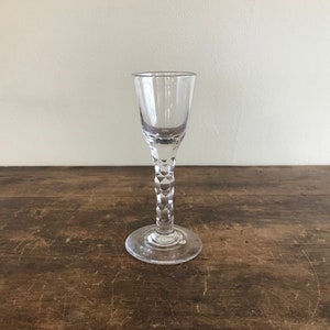 Free Blown Georgian Wine Or Cordial With Facet Cut Stem And Rough Pontiled Foot, English Or Irish, c. 1770