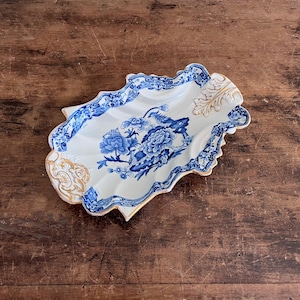 Transfer bedruckte Gewürzschale, Mason&#39;s Patent Ironstone China Blue India Fasanen Muster, c. 1820