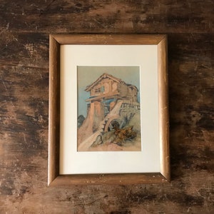 Framed Watercolor Sketch Of An Alpine Mill, Signed W. Laurence, College School, Farnham, English Dated 1870