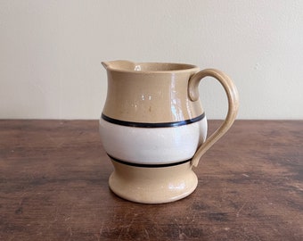 Slip Banded Yellow Ware Jug, English Or American, Mid 19th Century