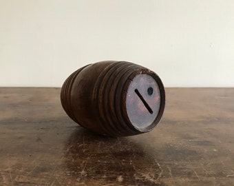 Treen Barrel Form Bank Or Money Box, Original Varnished Surface, Attributed To Silliman, Chester, Connecticut, Mid 19th Century