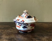 Bone China Sugar Bowl With Gaudy Decoration, English, Second Quarter 19th Century