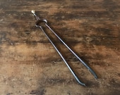 Fireplace Or Stove Tongs, Forged Iron With Brass Finial, Likely American c. 1820