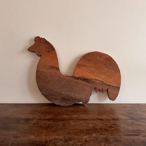 Vintage Folk Art Cockerel Cutout, White Pine, 20th Century