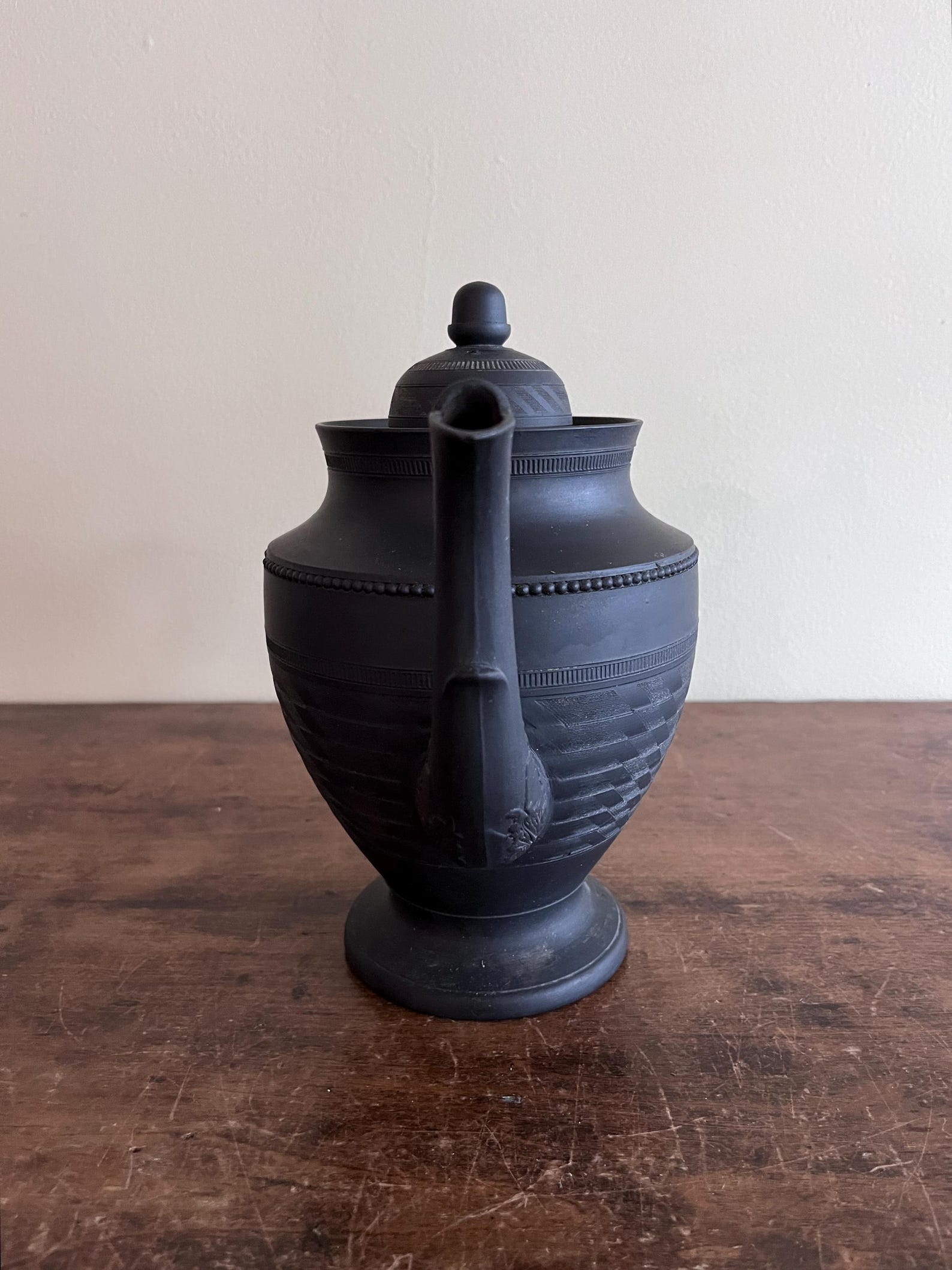 Engine Turned Black Basalt Teapot With Acorn Finial, English, Late 18th ...