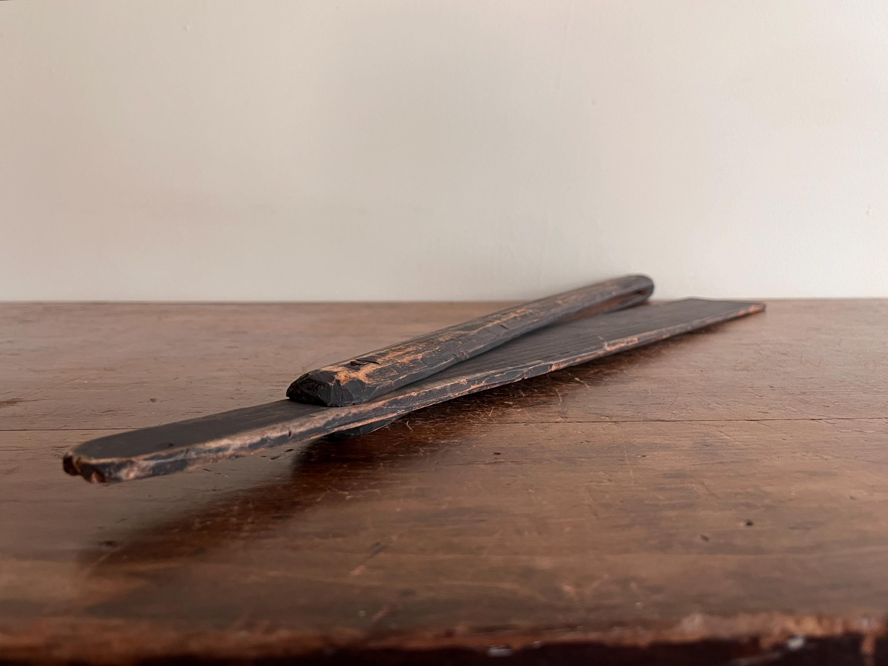 Straight Razor Decor Large Carved Wood Straight Razor Original Brown Paint, American, Early ...