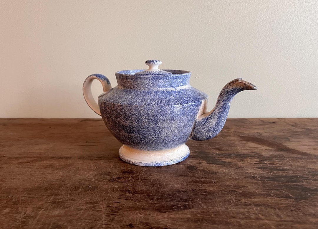 Blue Spatterware Teapot, English, C. 1830 - Etsy
