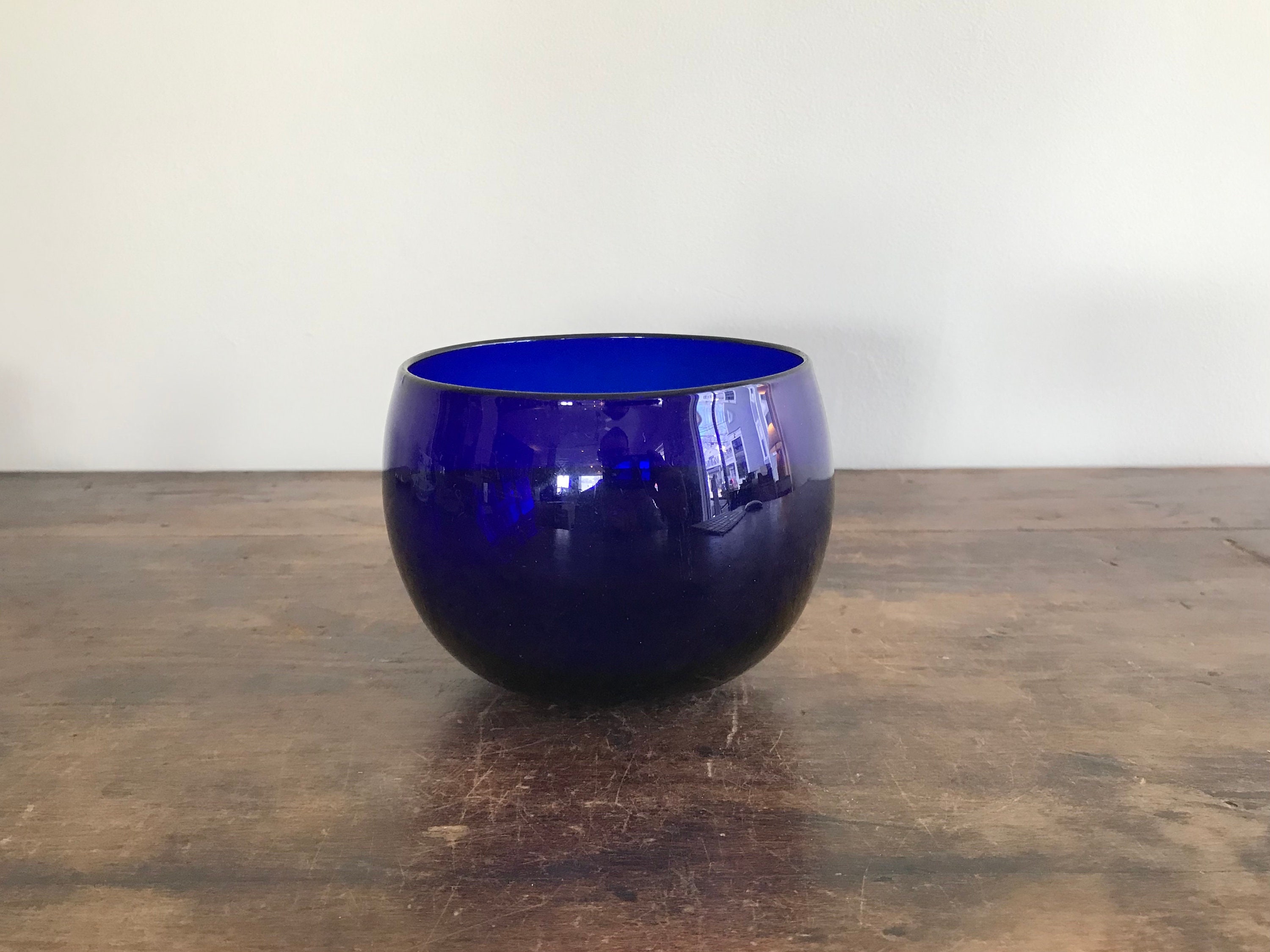 Antique Georgian Bristol Blue Cobalt Glass Bottle Decanter 9 1/4 Inches Tall, image size:3000x2250