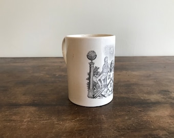 Transfer Printed Masonic Creamware Mug, English, Early 19th Century