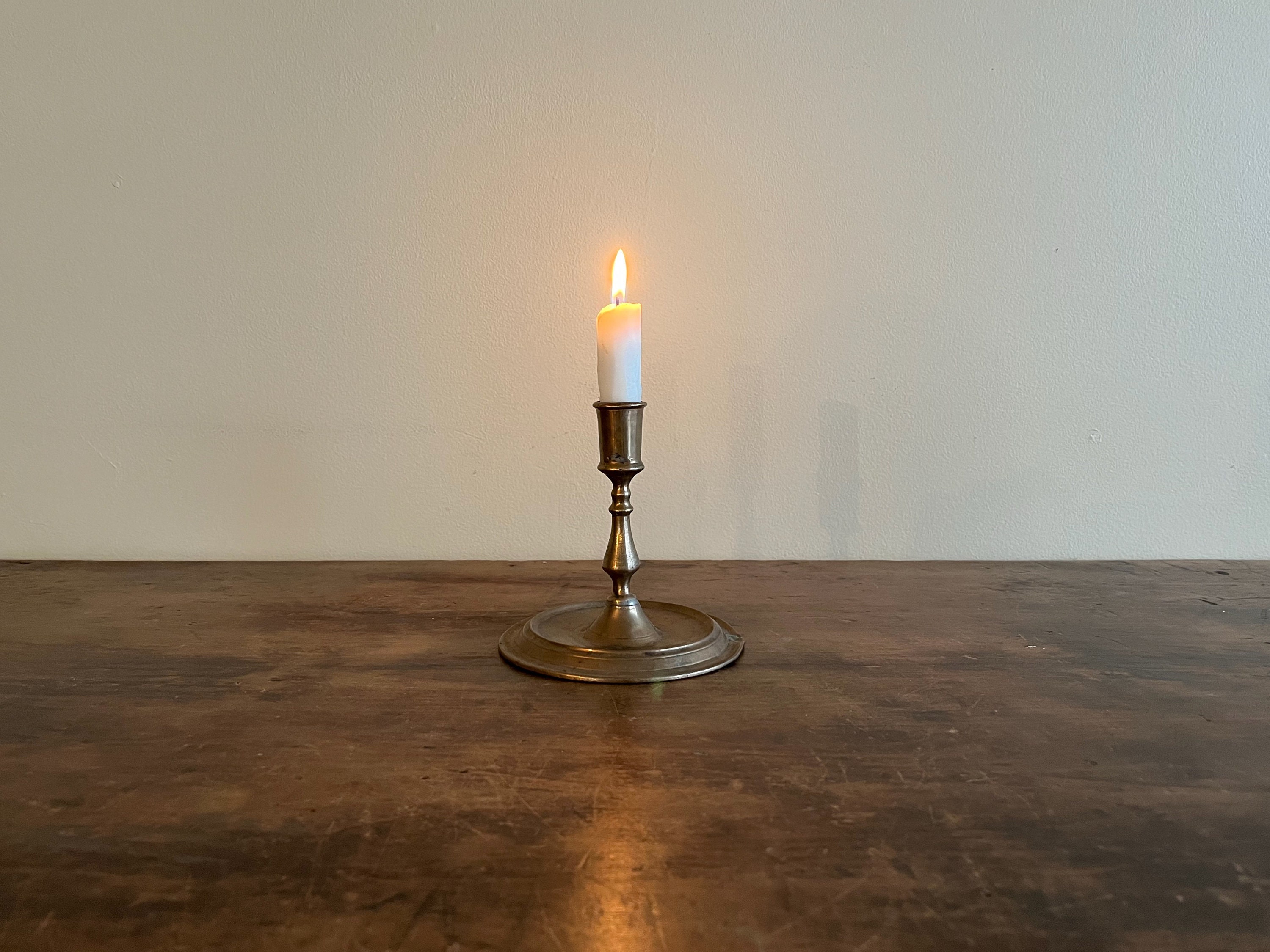 Brass Saucer Base Candlestick, Continental European, Early