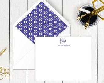 Cartões de notas personalizados, artigos de papelaria personalizados com envelopes forrados.