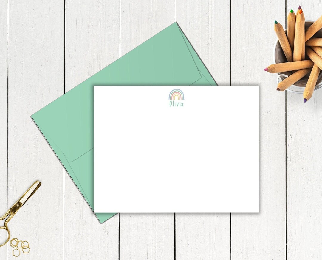Personalized Rainbow Notecards, Children's Stationery Gift Set - Etsy