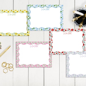 50 Assorted Personalized Floral Note Cards, Custom Personalized Stationery with lined envelopes,