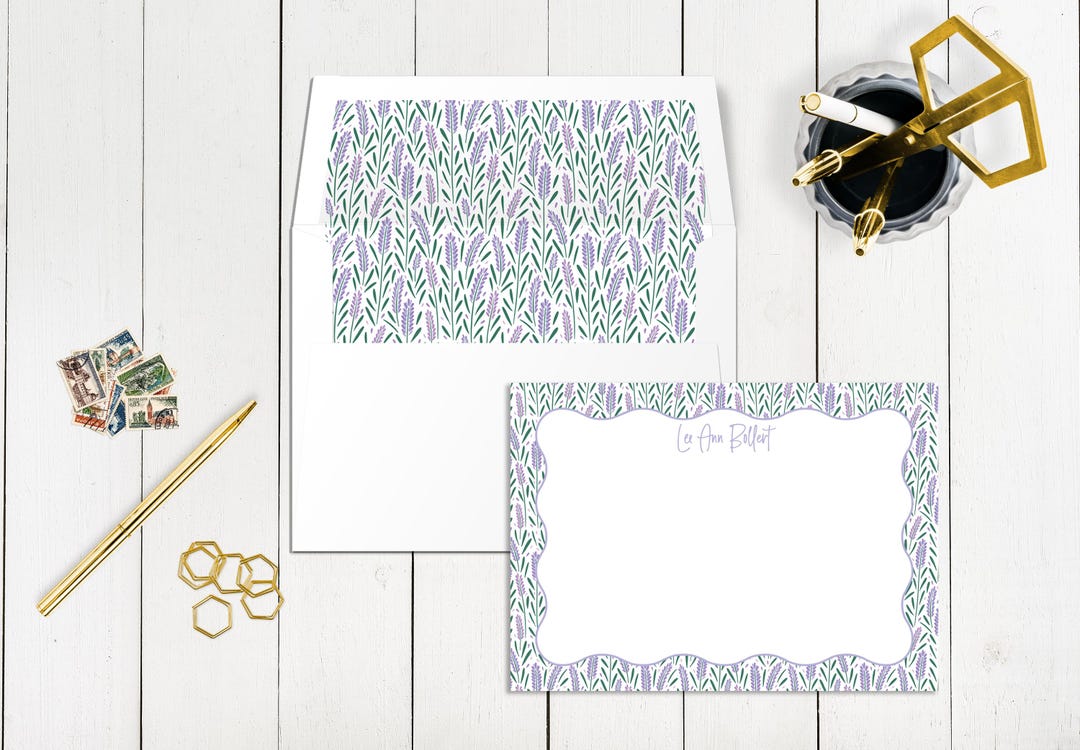 Personalized Floral Note Cards: Custom Stationery With Lined Envelopes ...
