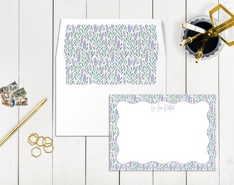 Cartões de Notas Florais Personalizados: Papelaria Personalizada com Envelopes Forrados