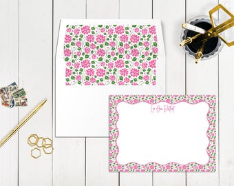 Cartões de Notas Florais Personalizados: Papelaria Personalizada com Envelopes Forrados