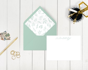Personalized Note Cards, Custom Stationery with names or monograms with choice of colors and custom lined envelopes