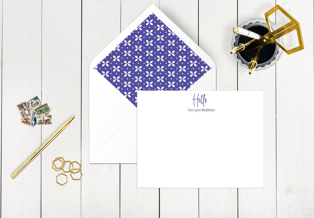 Personalized Note Cards, Custom Stationery With Lined Envelopes - Etsy