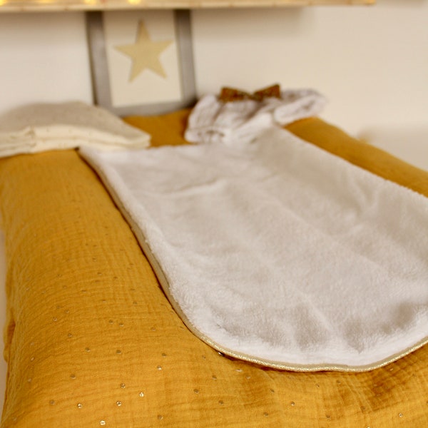 Ensemble de Matelas à Langer en Double Gaze de Coton Jaune Moutarde