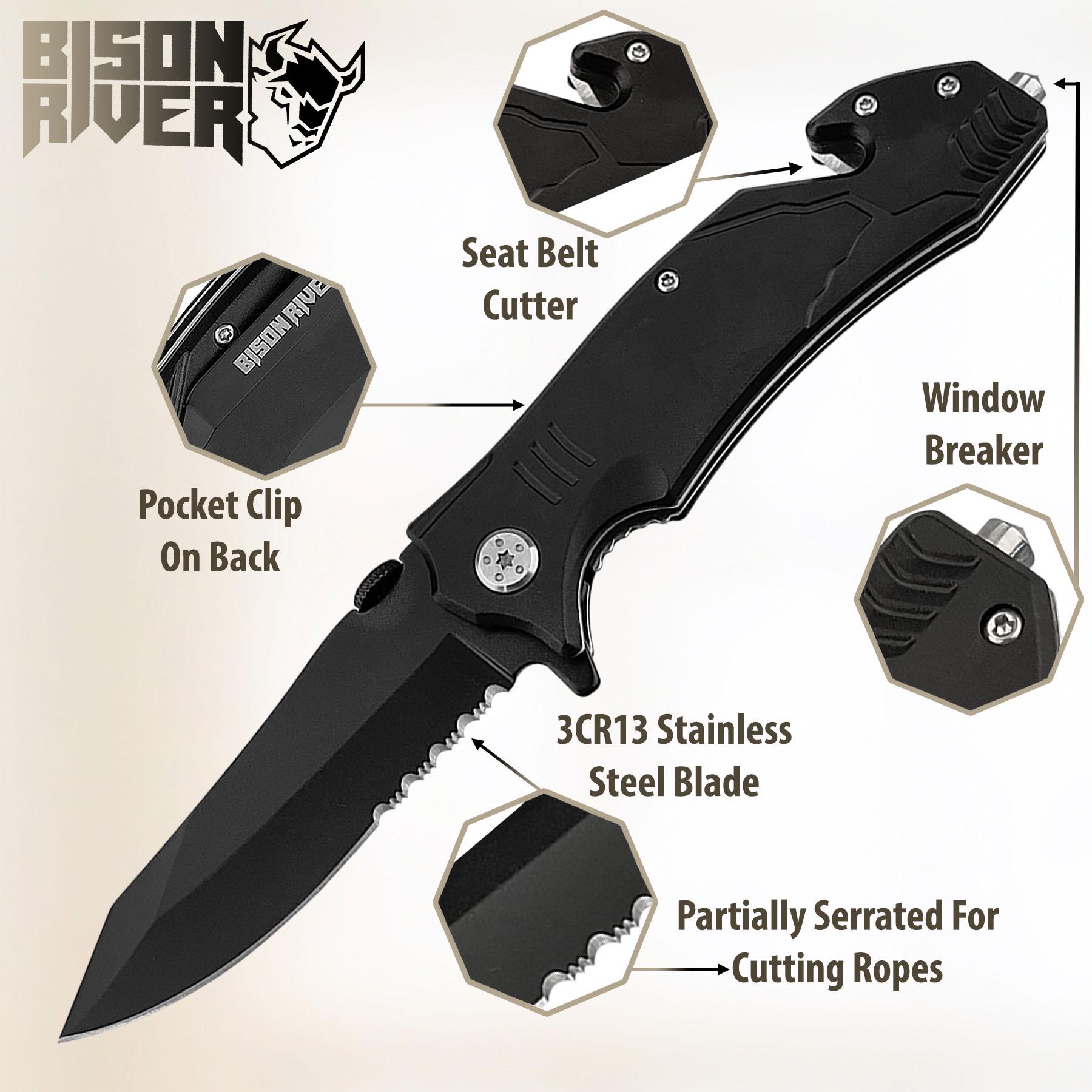 Personalized Bison River Rescue Knife – Custom Utility Knife With Seat ...