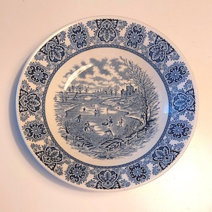 Plato hondo Broadhurst azul y blanco de Inglaterra